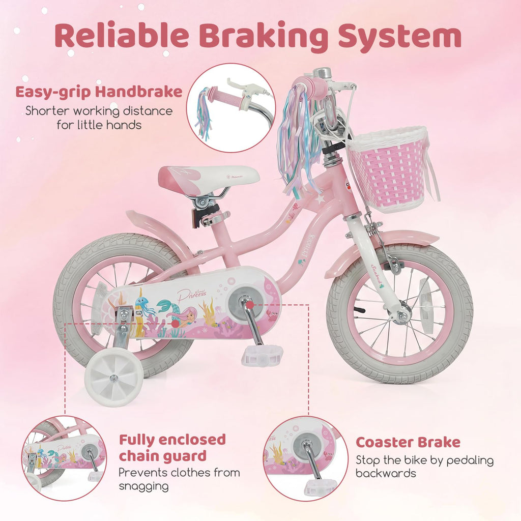 Kids Bike with Basket and Training Wheels Q3161