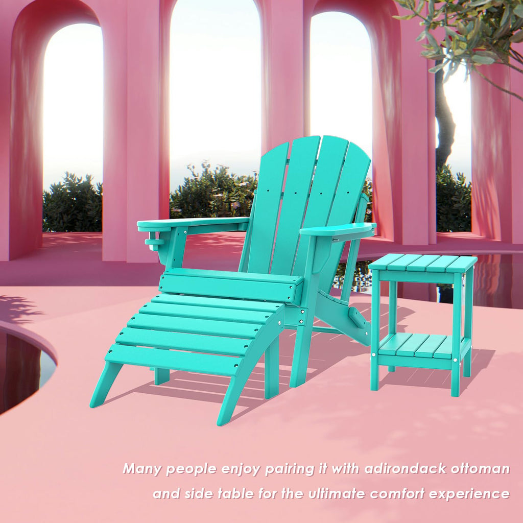 Aqua HDPE Plastic 2-Shelf Outdoor Side Table A26494