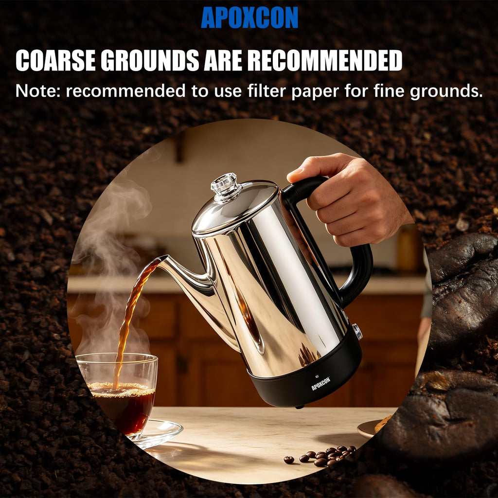 Electric Stainless Steel Coffee Percolator 1200ml 8 Cup S85532