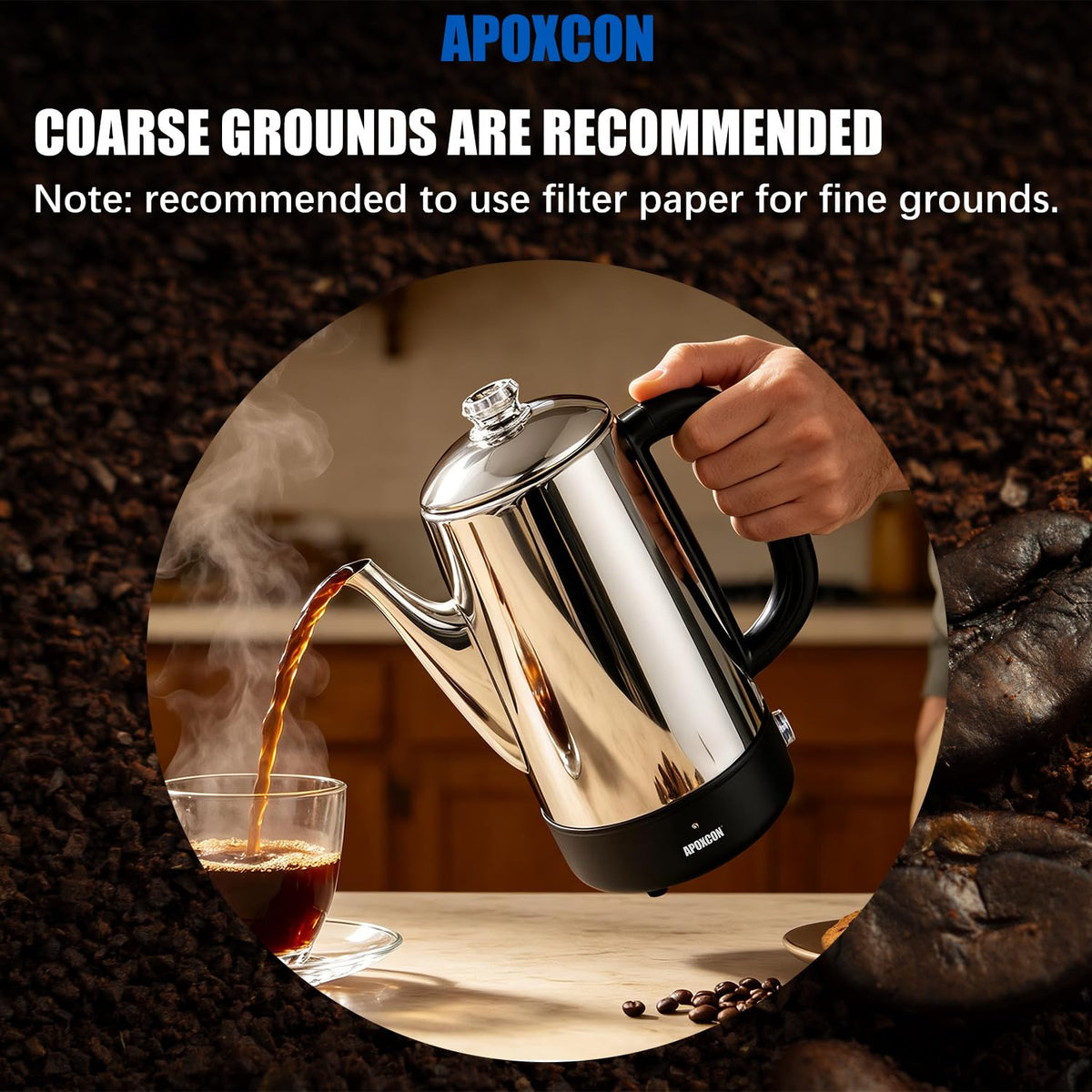 Electric Stainless Steel Coffee Percolator 1200ml 8 Cup S85532