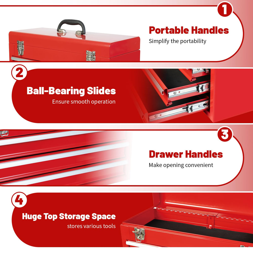 20.5-Inch Metal Tool Box with 3 Drawers Z717