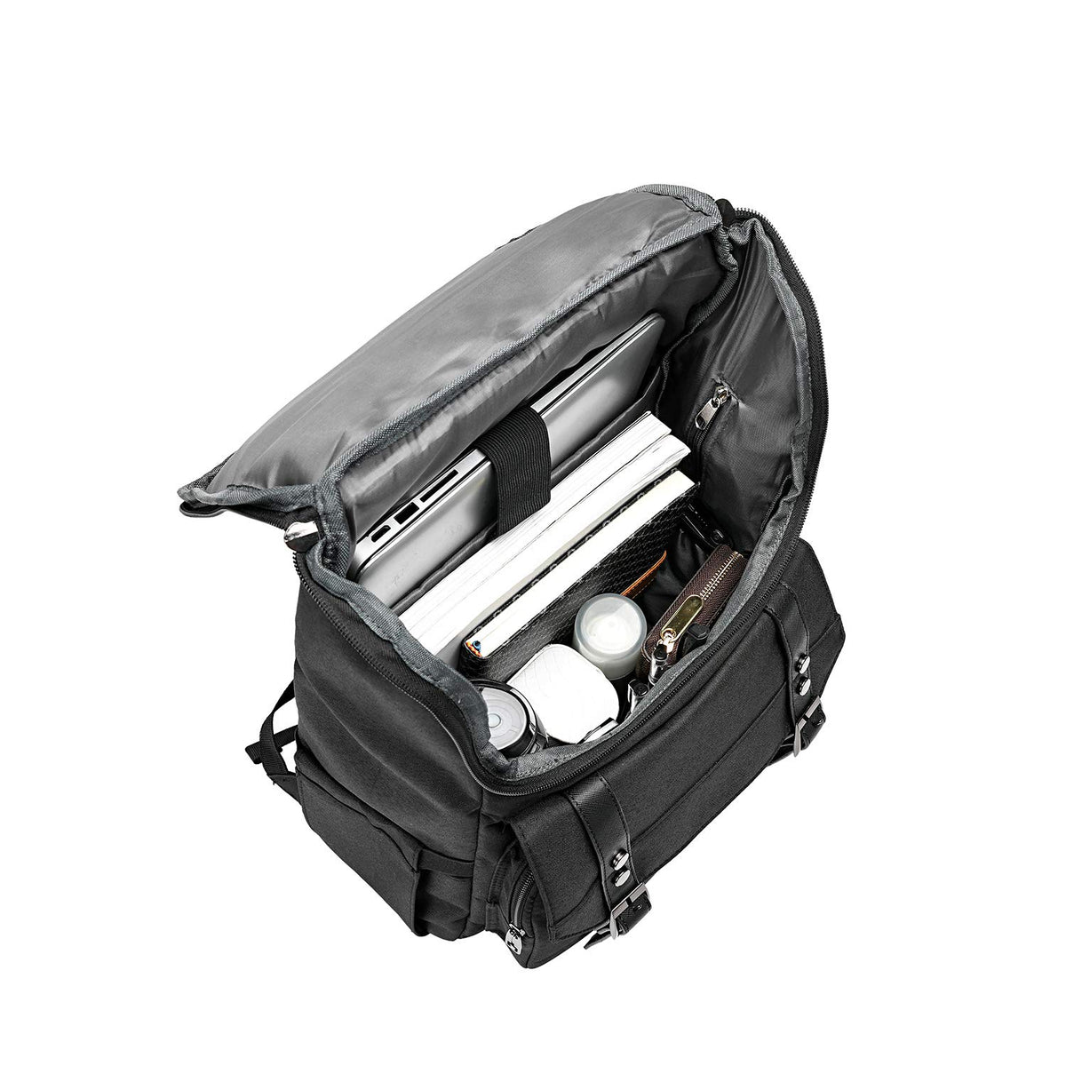 Vintage Laptop Backpack with USB Charging Port Fits 15.6 Inch Black C145