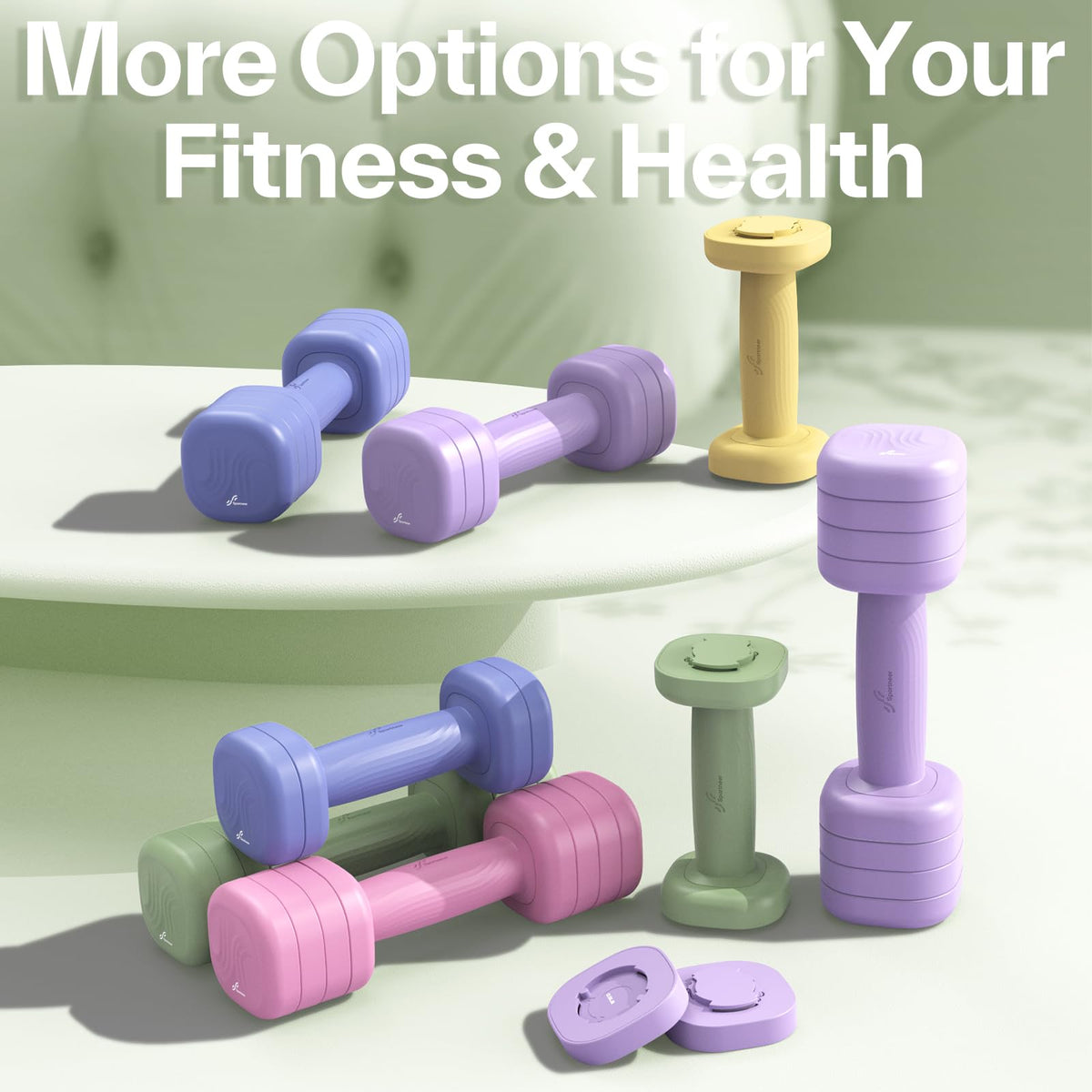 Adjustable Dumbbell Set of 2, 4 in 1 Free Weights with Soft Rubber Handle T13519