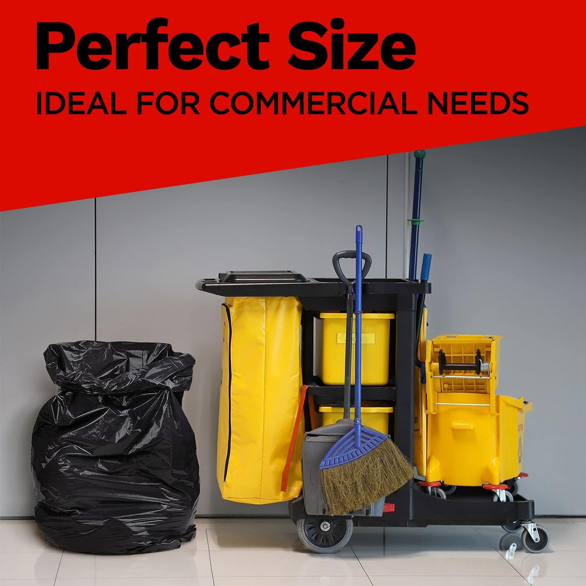 42 Gallon Heavy Duty Black 3 Mil Trash Bags, 50 Count F6071