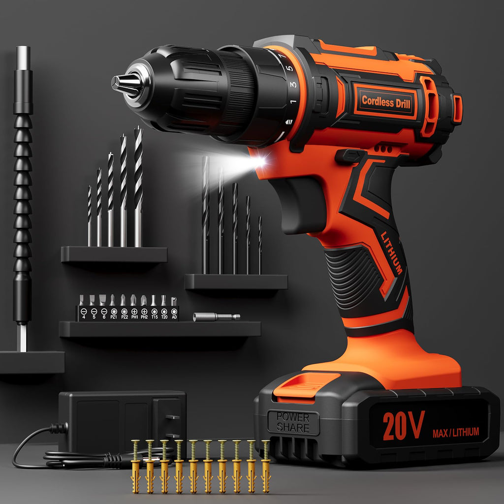 Cordless Drill Set 20V with 2.0Ah Power Pack and Charger Q99556