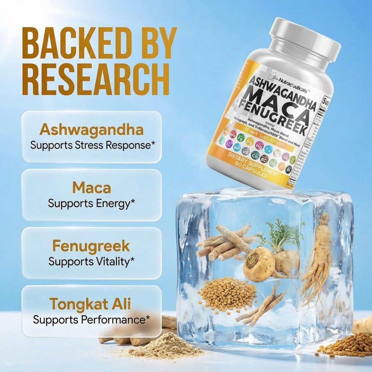 Ashwagandha Maca Root Fenugreek Tongkat Ali Ginseng Capsules X5862