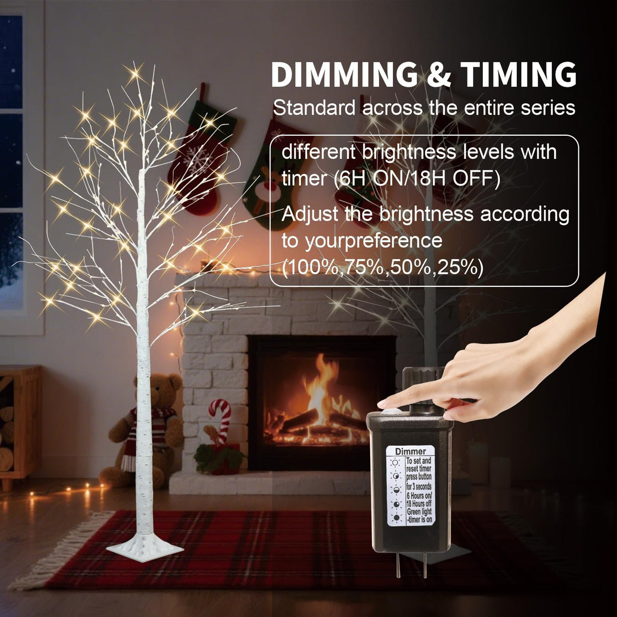 4FT 6FT 8FT Lighted Artificial Birch Tree Set of 3 C803135