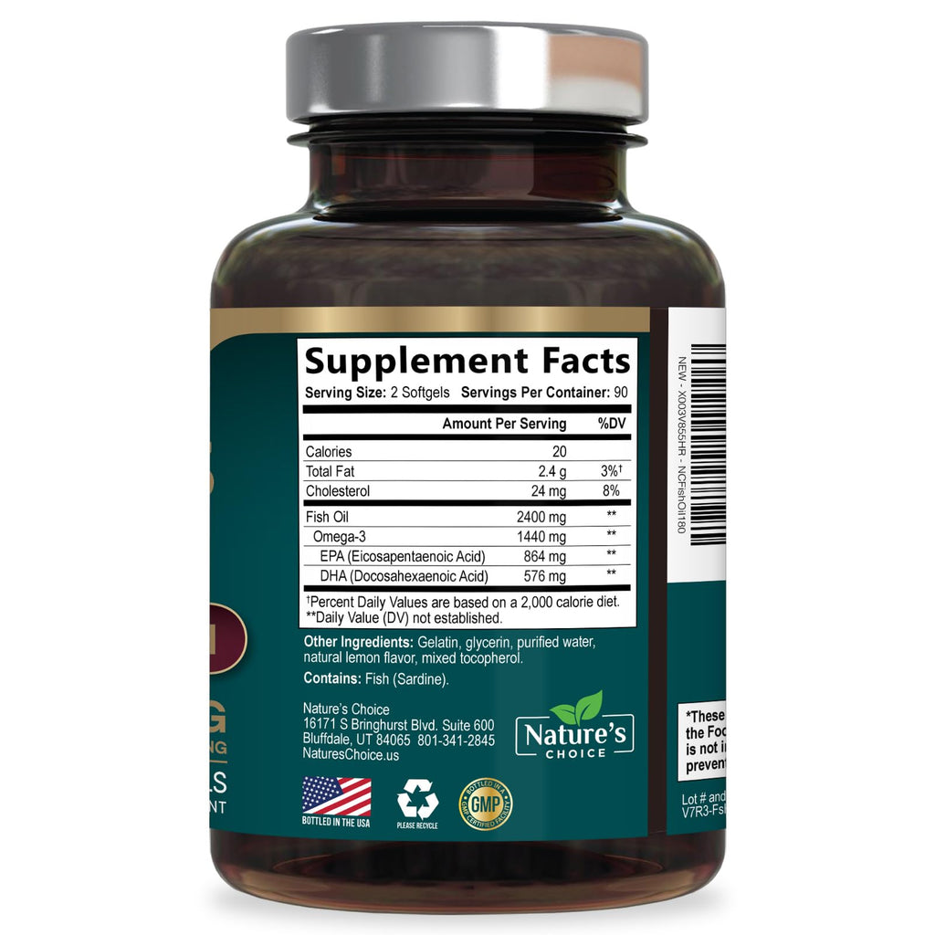 Omega 3 Fish Oil 2400mg Softgels K40099