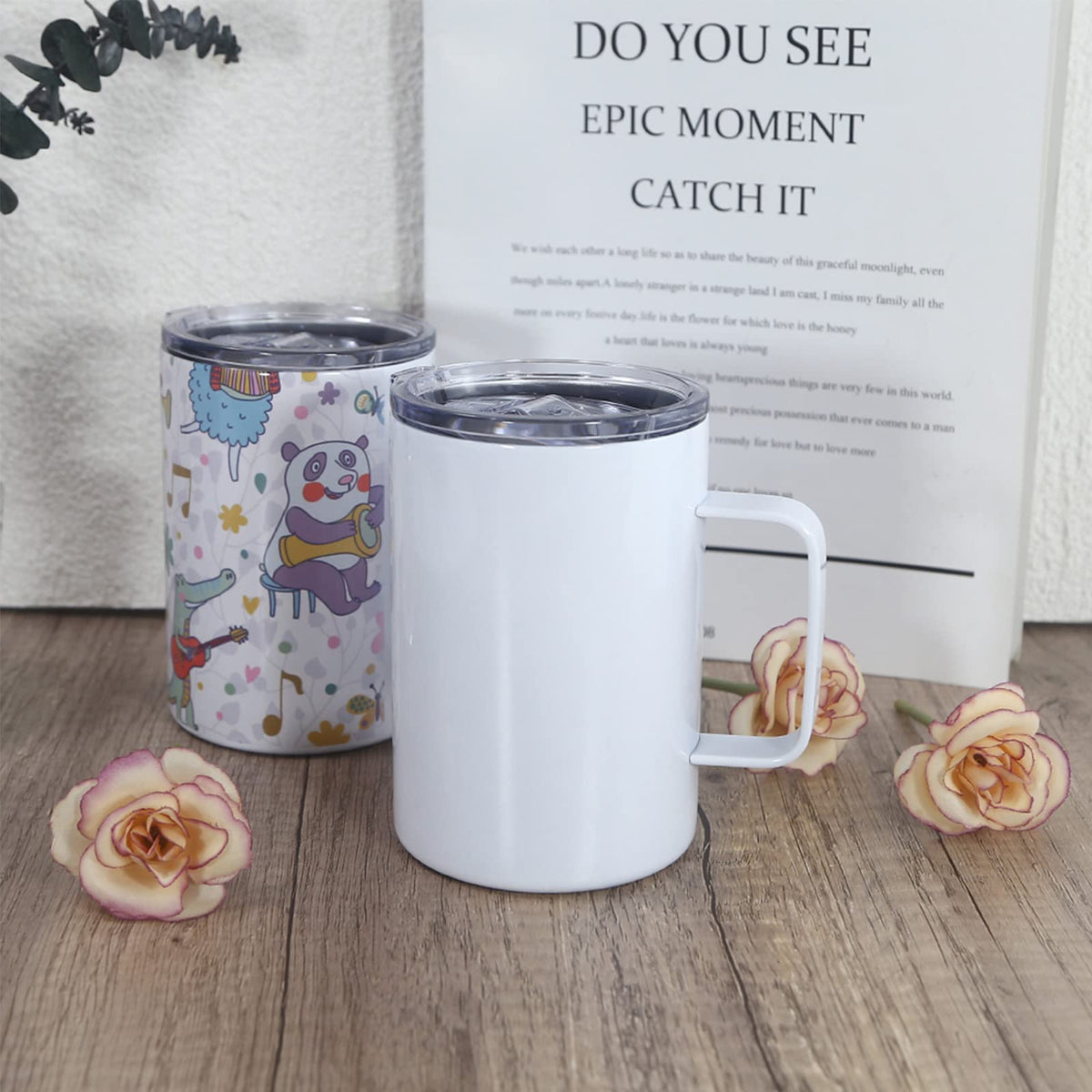 16oz Stainless Steel Sublimation Mug with Lid, 4 Pack O19299