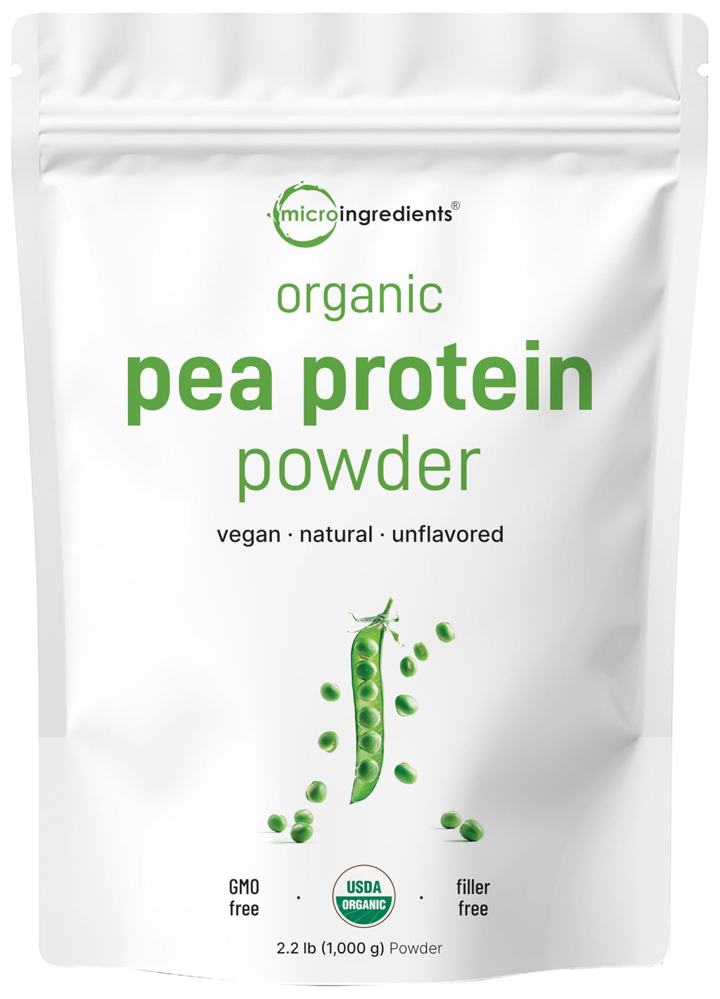 Organic Pea Protein Powder, 1KG (2.2 Pounds), Plant-Based Vegan C107688
