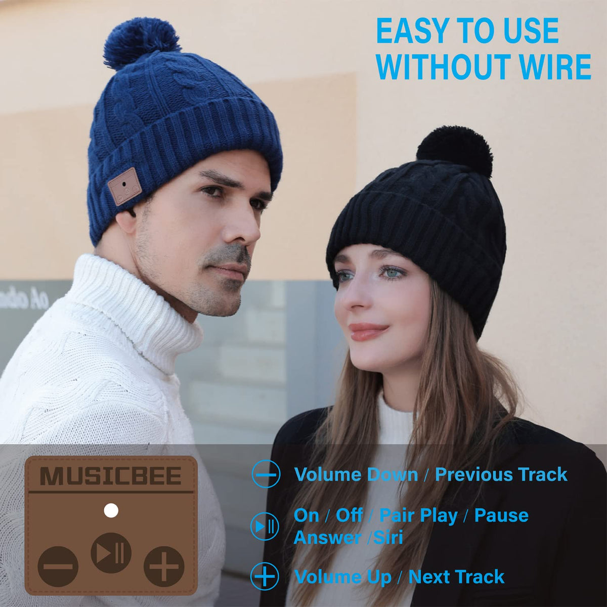 Bluetooth Knit Winter Cap with Microphone T584946