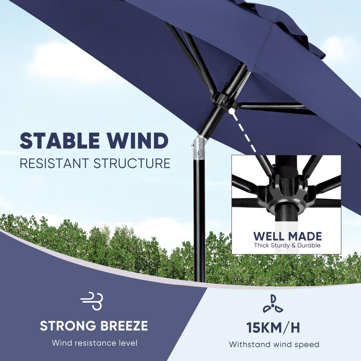 Patio Market Outdoor Table Umbrella with Push Button Tilt and Crank Z379585