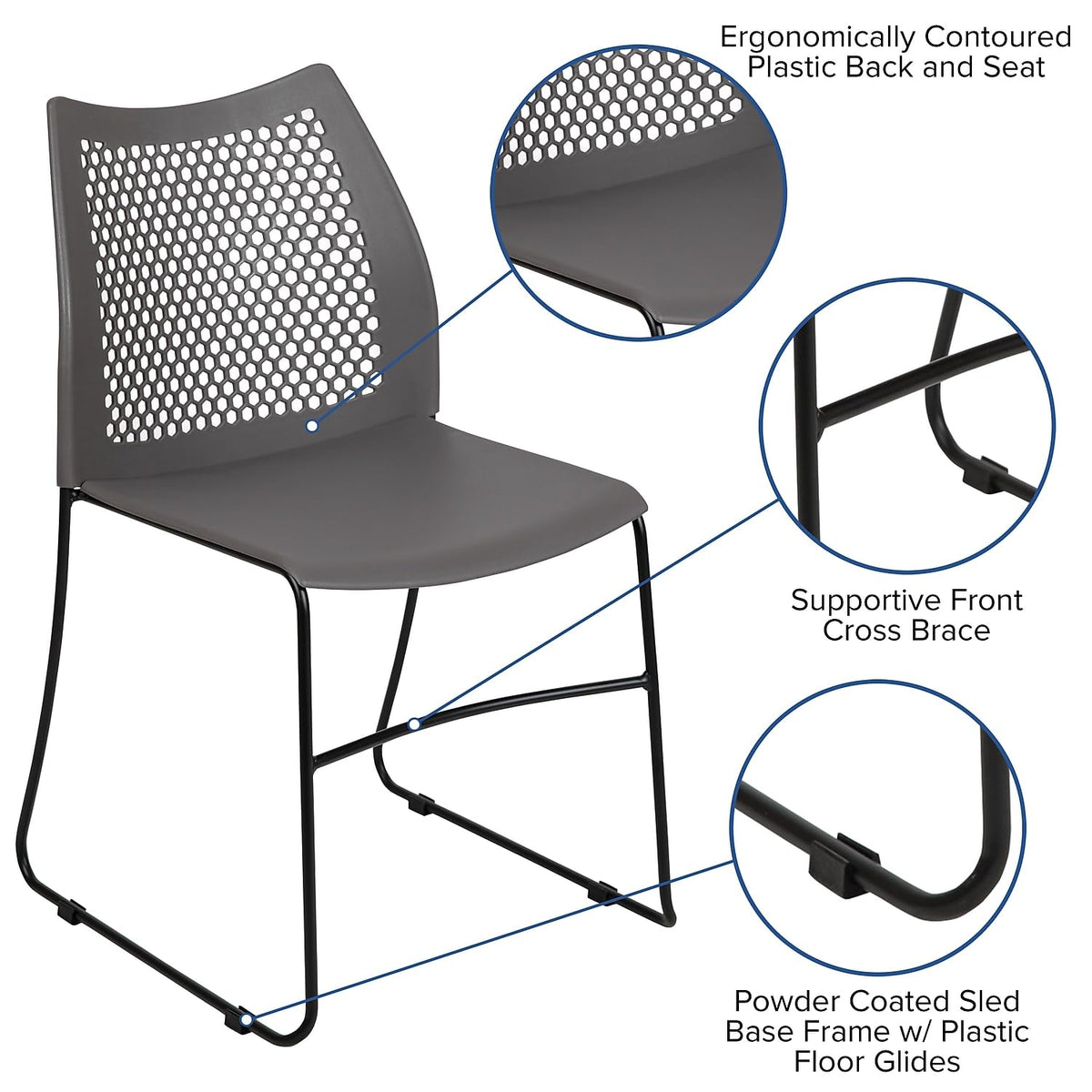 Gray Stack Chair with Air-Vent Back X68117
