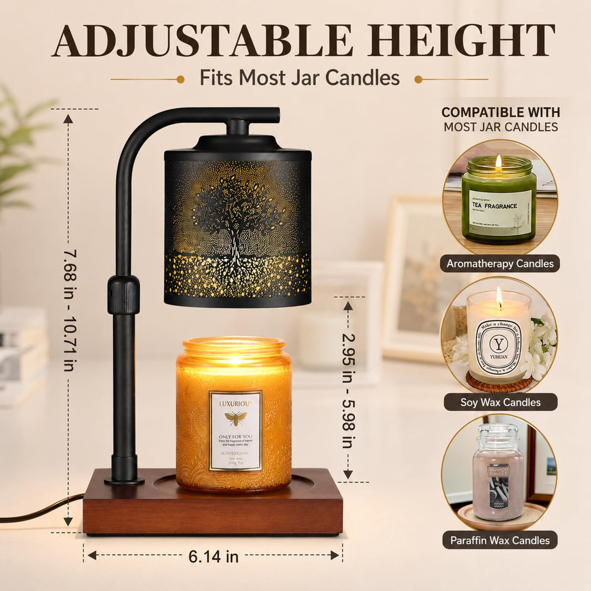 Electric Candle Warmer Lamp Adjustable Height Dimmable R37254