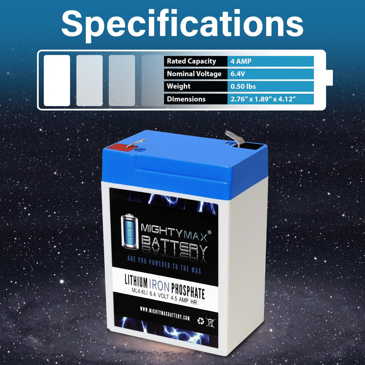 6V 4.5AH Lithium Replacement Battery E1776