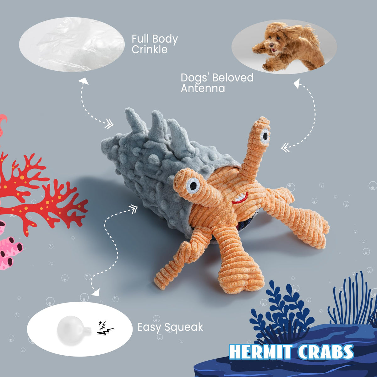 4 Packs Crinkle Squeaky Dog Toys P30425