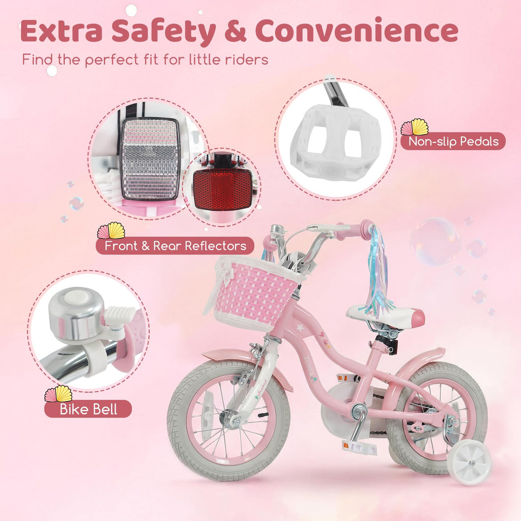 Kids Bike with Basket and Training Wheels Q3161