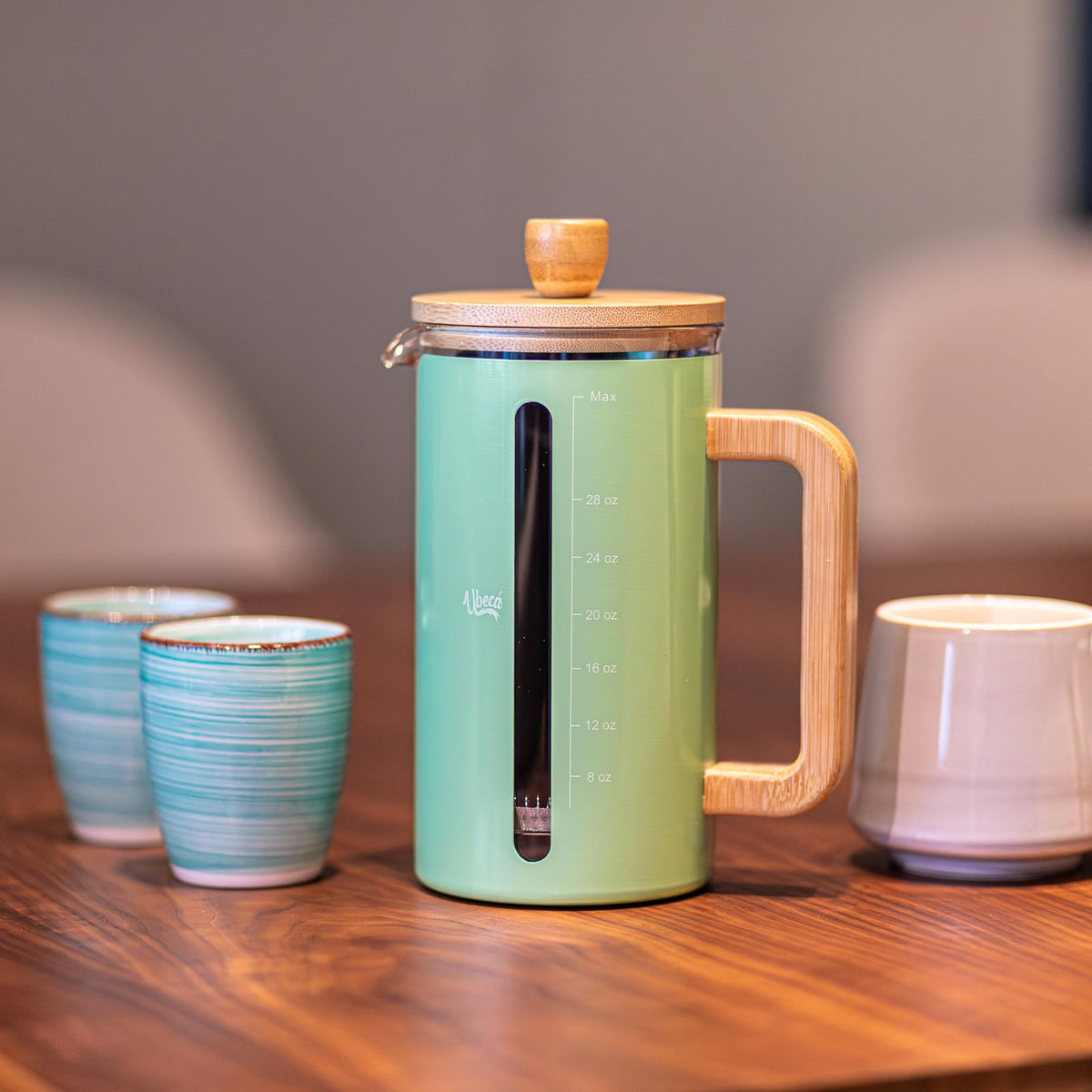34 oz Mint Green Borosilicate Glass French Press C7254