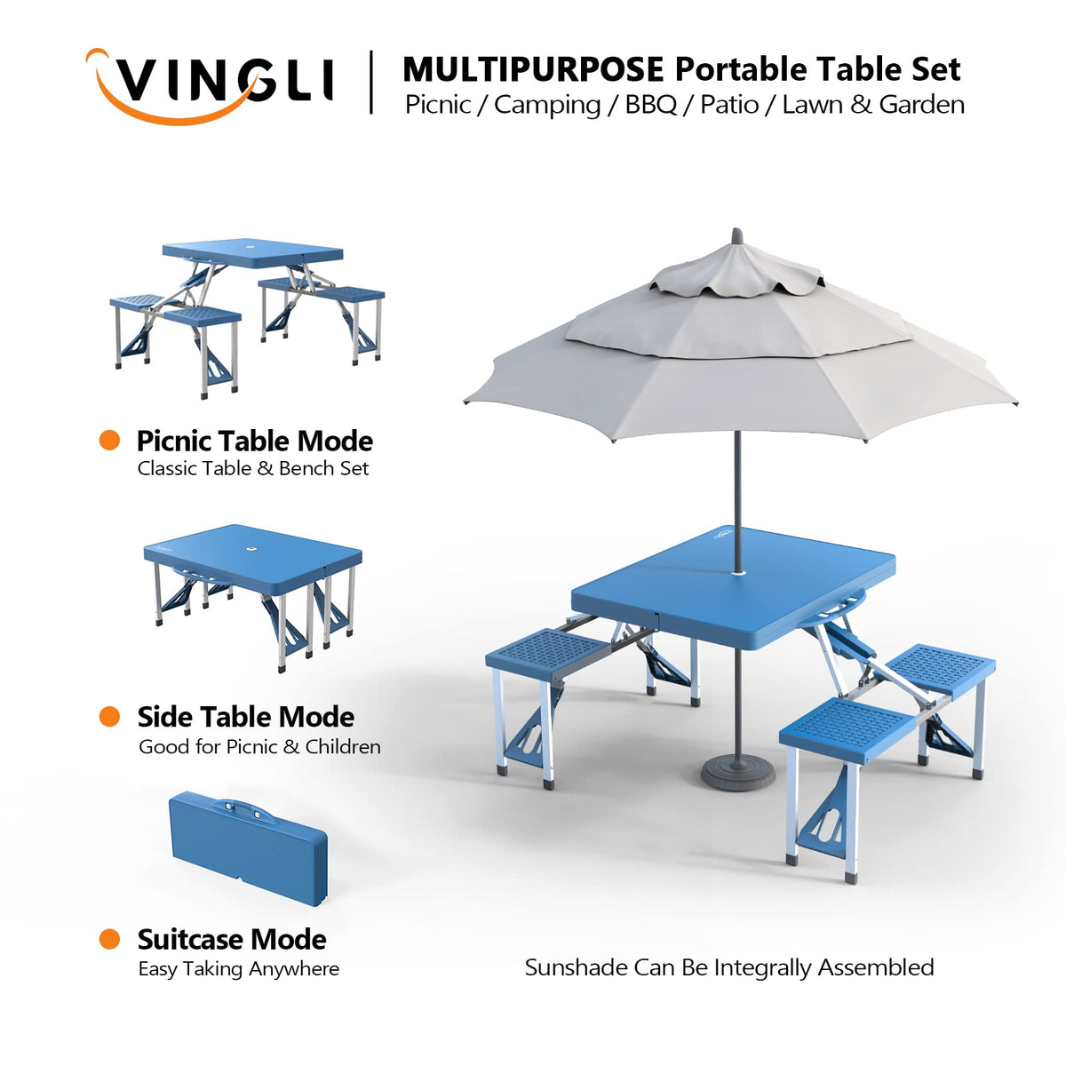 4 Ft Folding Picnic Table Set with 4 Seats X630