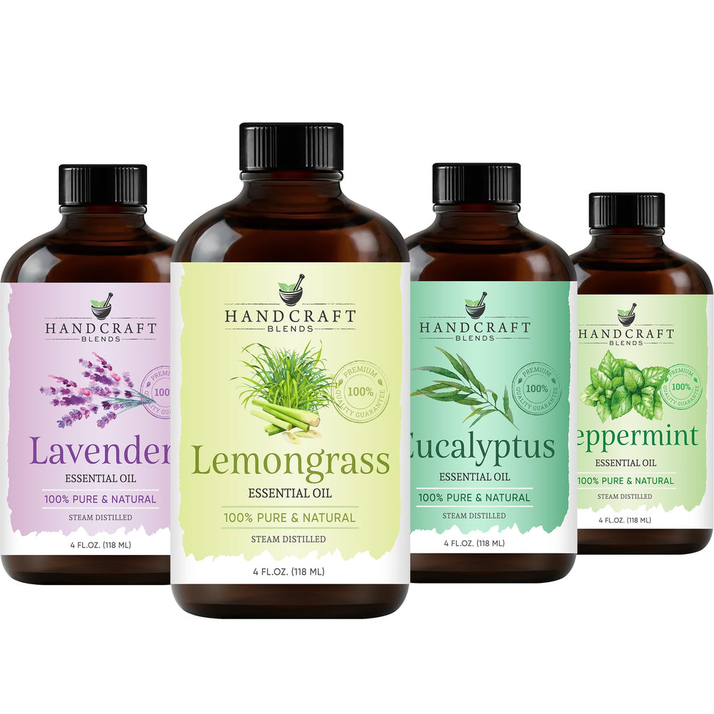 Lemongrass Peppermint Eucalyptus Lavender Essential Oil Set 4 Fl. Oz R140