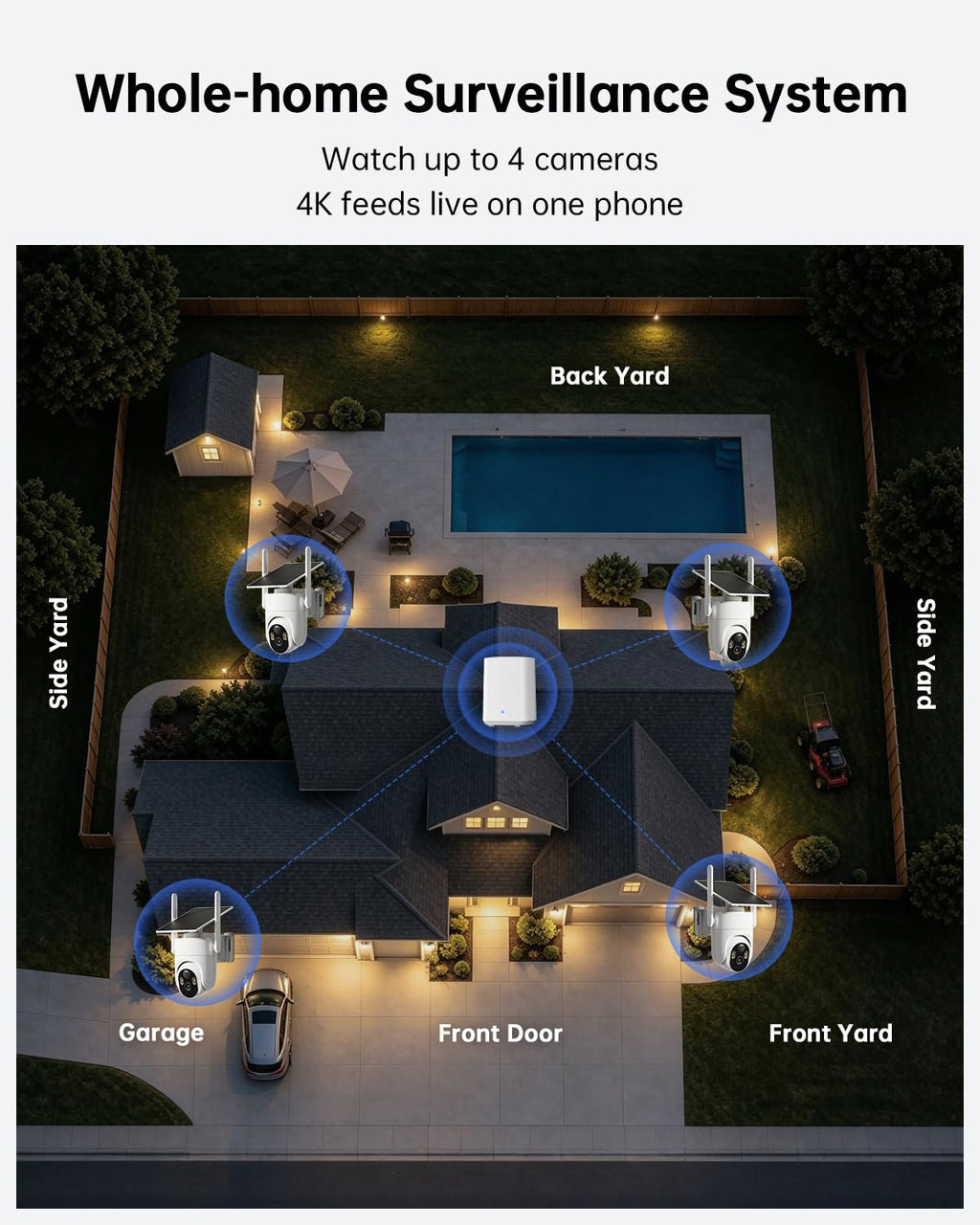 4K Solar Security Cameras Wireless Outdoor 4-Cam Kit V601231