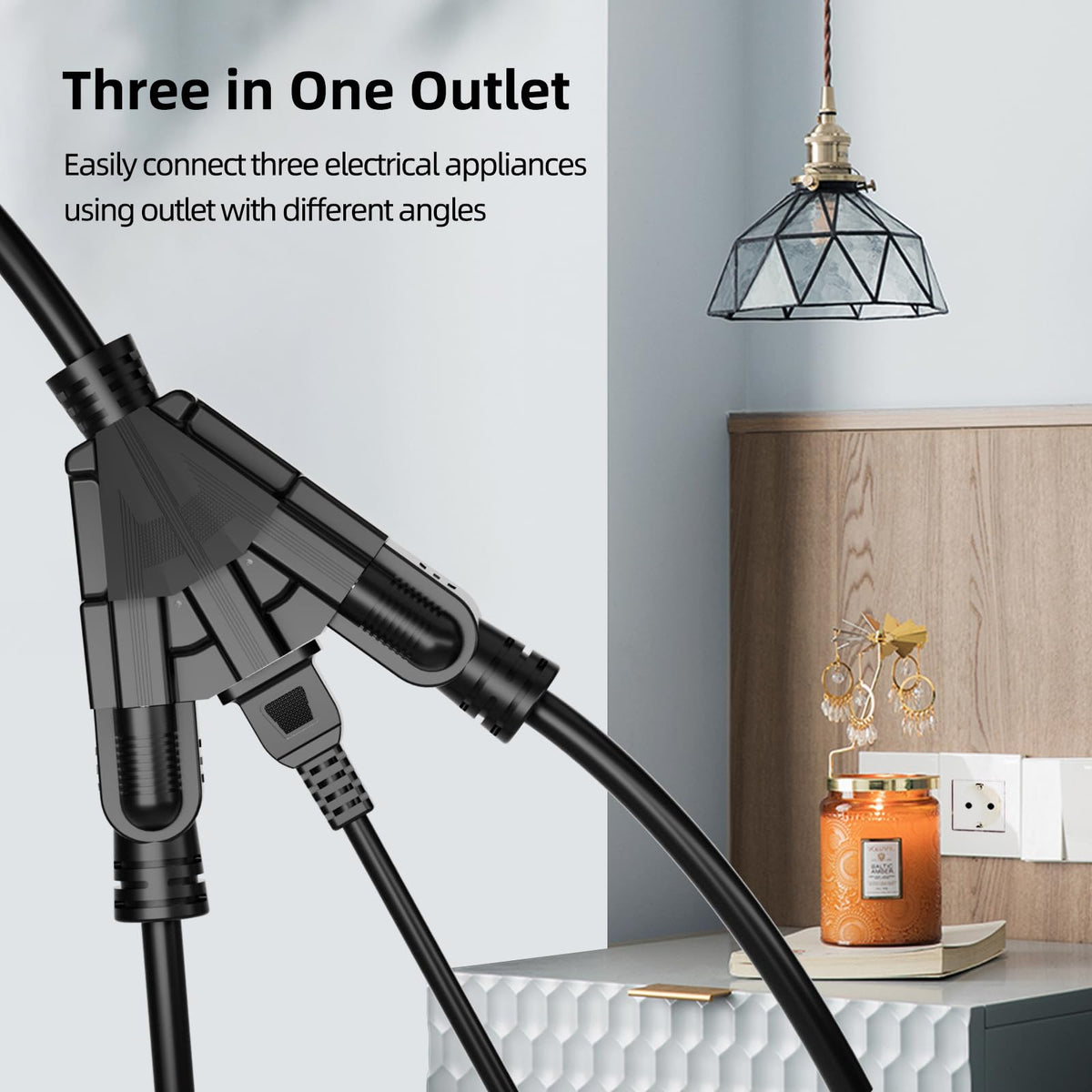 100 FT 3 Outlet Outdoor Extension Cord Waterproof 16/3 SJTW Black R675