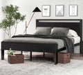 Full Size Bed Frame with Wooden Headboard and Footboard Q6382