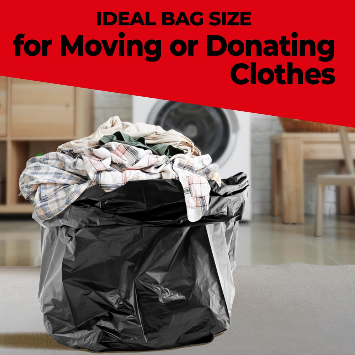 42 Gallon Heavy Duty Black 3 Mil Trash Bags, 50 Count F6071