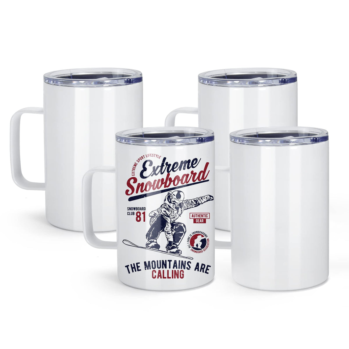 16oz Stainless Steel Sublimation Mug with Lid, 4 Pack O19299