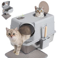 XL Stainless Steel Enclosed Cat Litter Box with Lid K1275