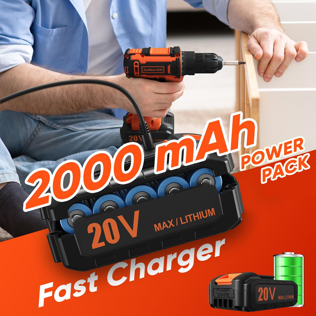Cordless Drill Set 20V with 2.0Ah Power Pack and Charger Q99556