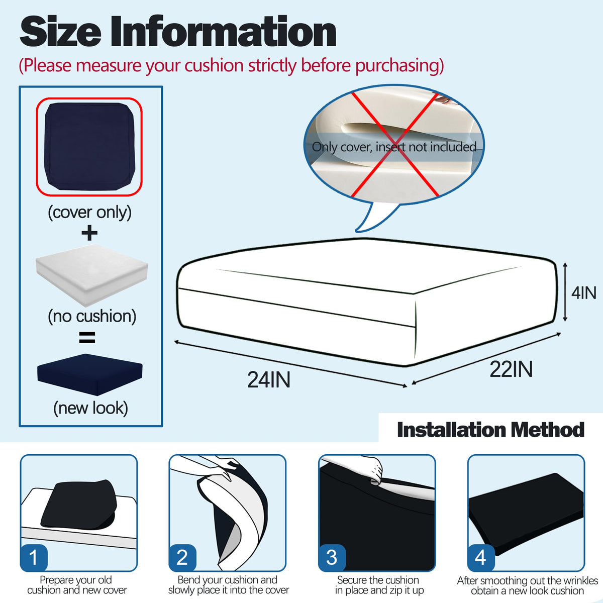 24x22 inch 4 Pack Sofa Cushion Cover N5374