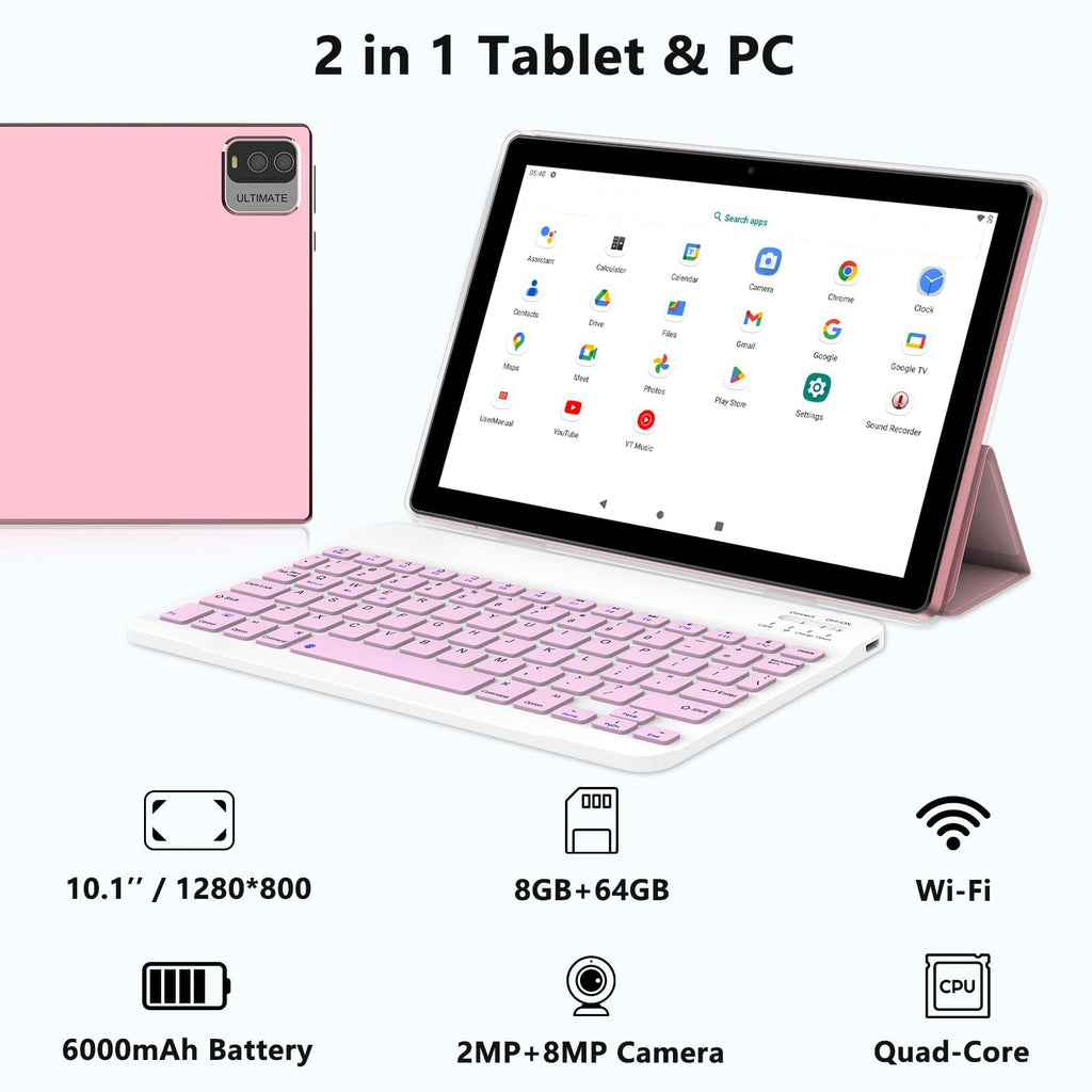 10 Inch Android Tablet with Keyboard 8GB+64GB M312