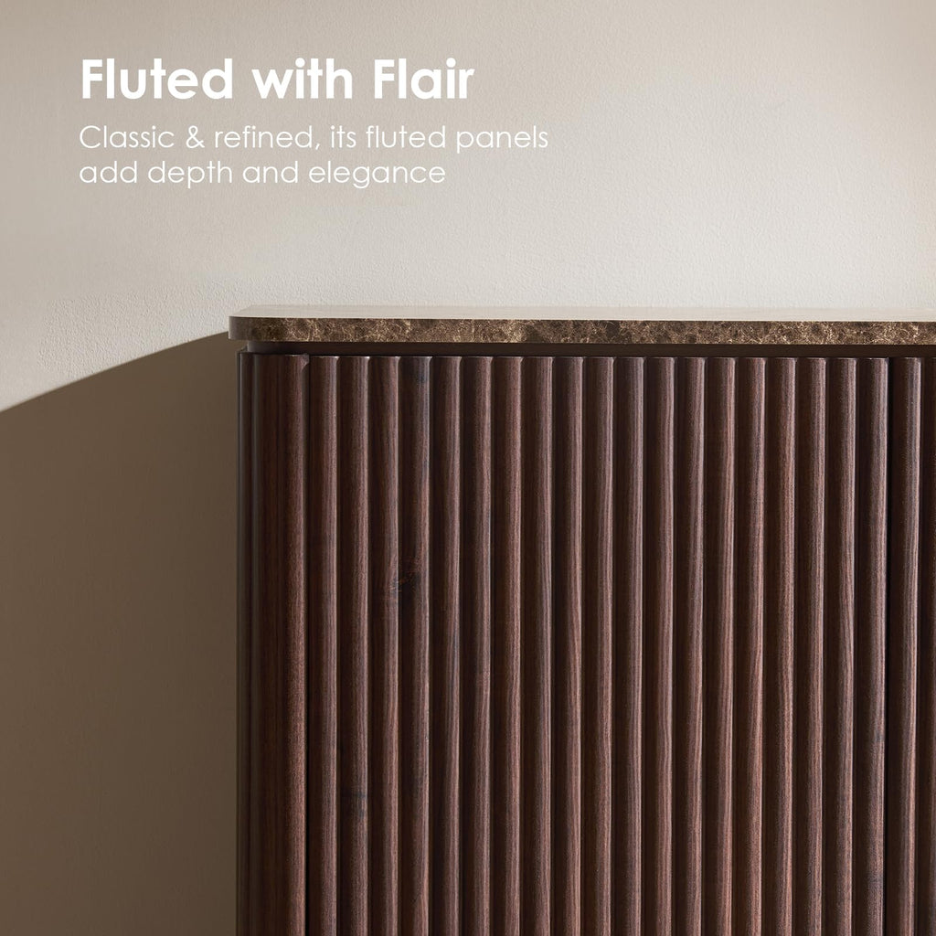 34" Dark Oak Fluted Sideboard Cabinet J728