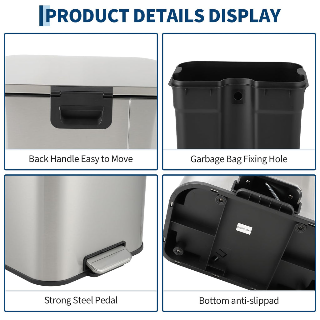 13.2 gal Stainless Steel Step Trash Can M441515