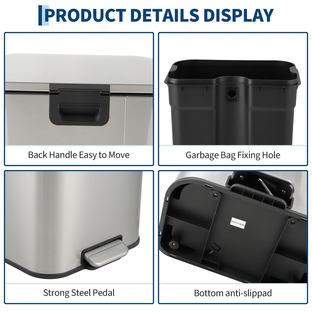 13.2 gal Stainless Steel Step Trash Can M441515