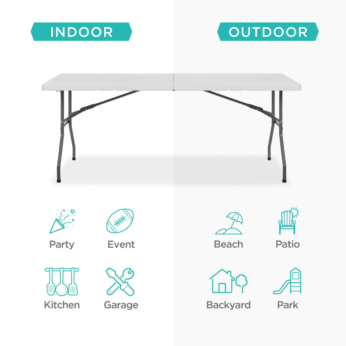 6ft White Plastic Folding Table R60204