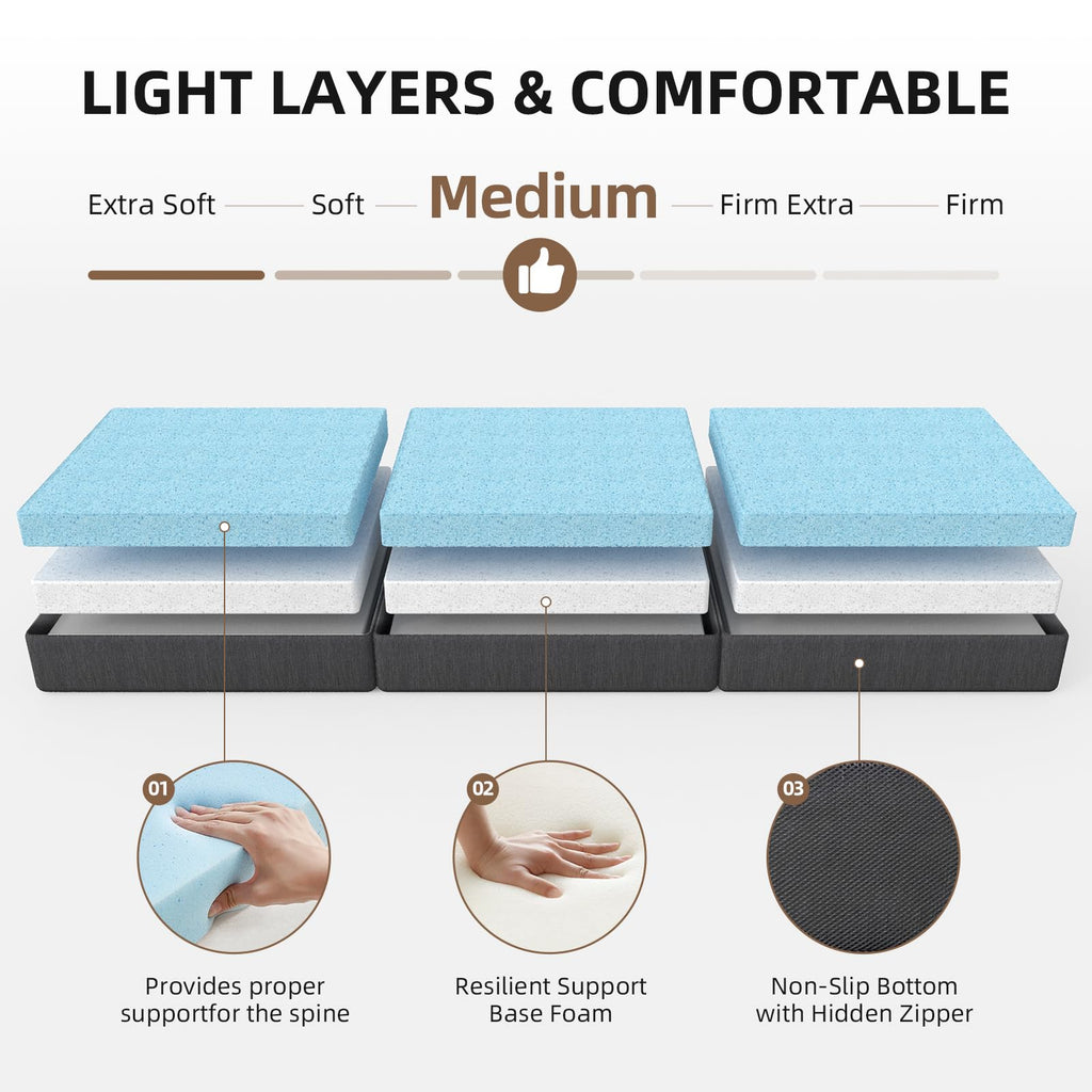 Tri Folding Memory Foam Mattress with Washable Cover G682339