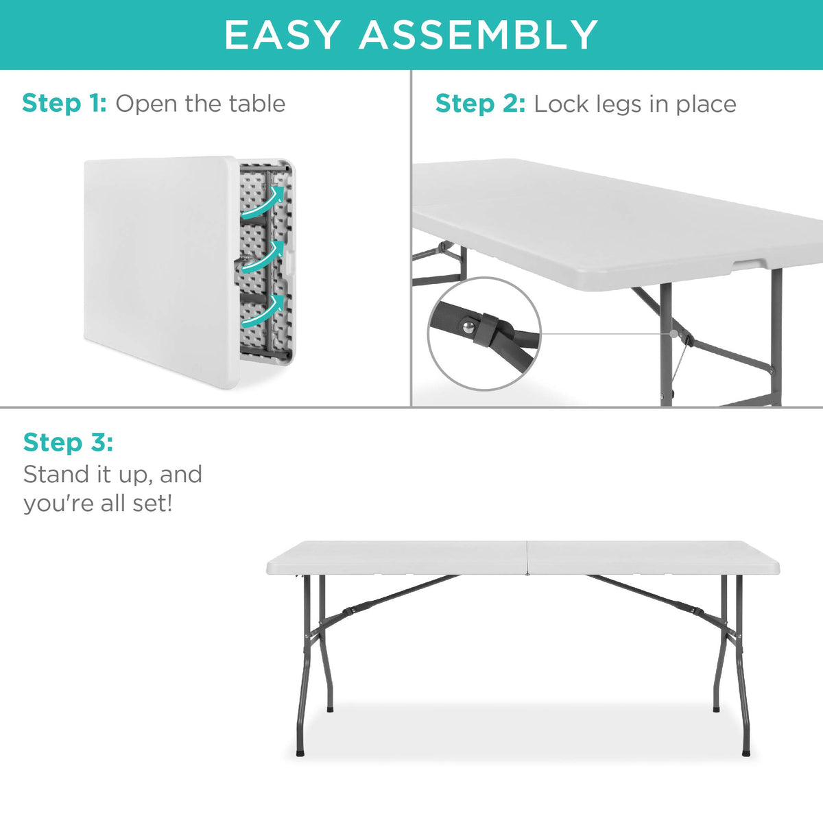 6ft White Plastic Folding Table R60204