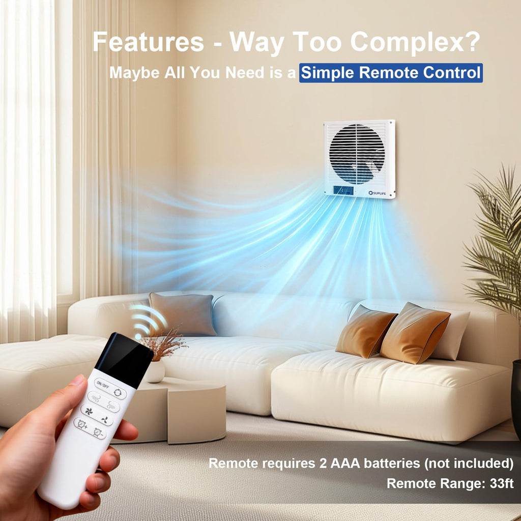 8" Reversible Through Wall Fan with Remote S74687