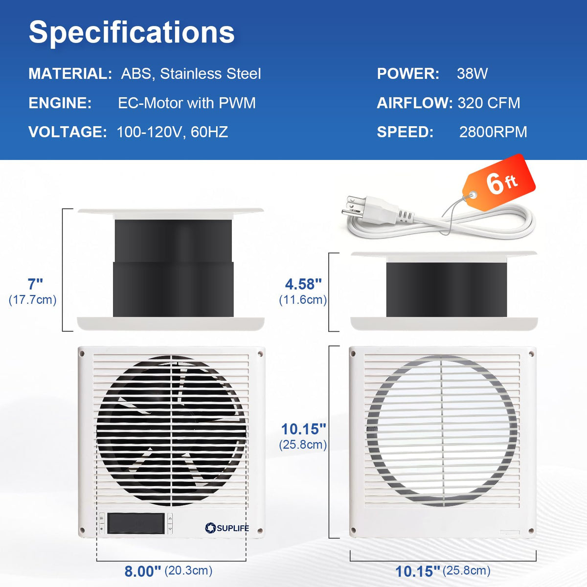 8" Reversible Through Wall Fan with Remote S74687