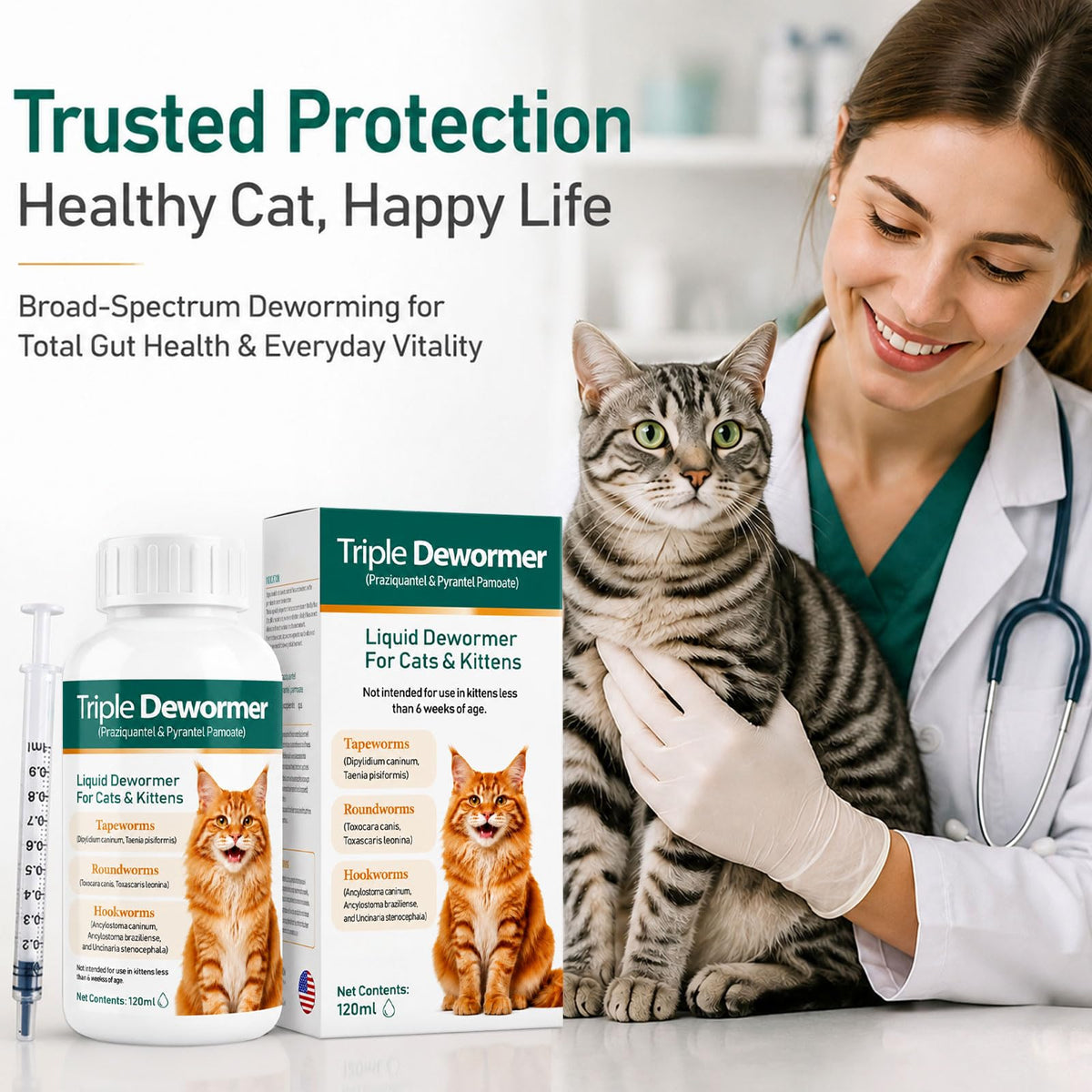 Liquid Dewormer for Tapeworms, Roundworms & Hookworms, 120 mL N133752