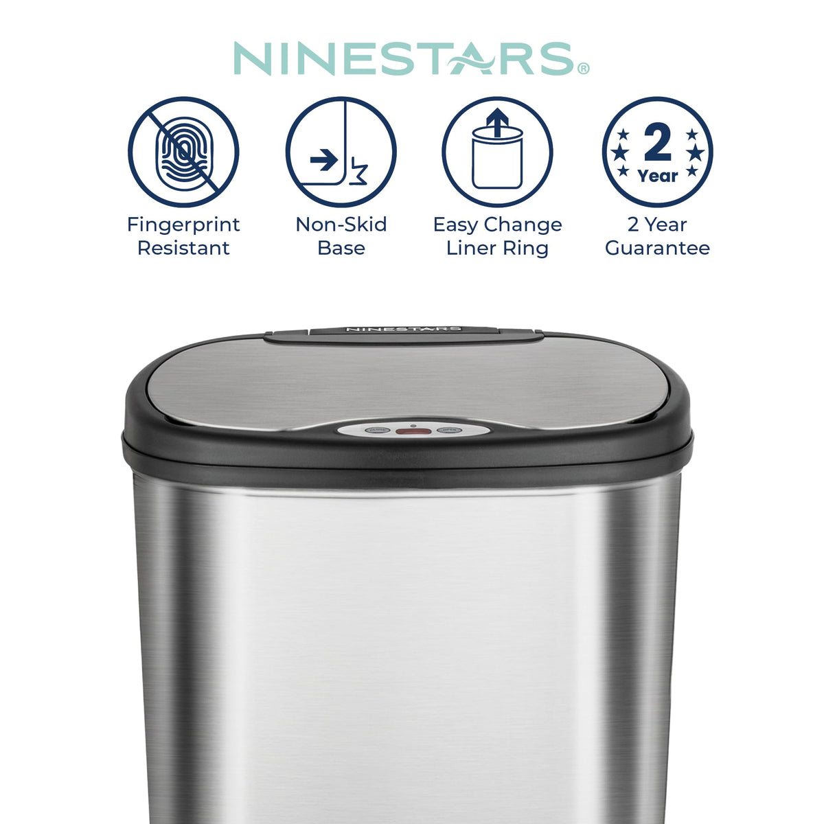 13 Gallon Oval Automatic Trash Can, 50L Stainless Steel D62291