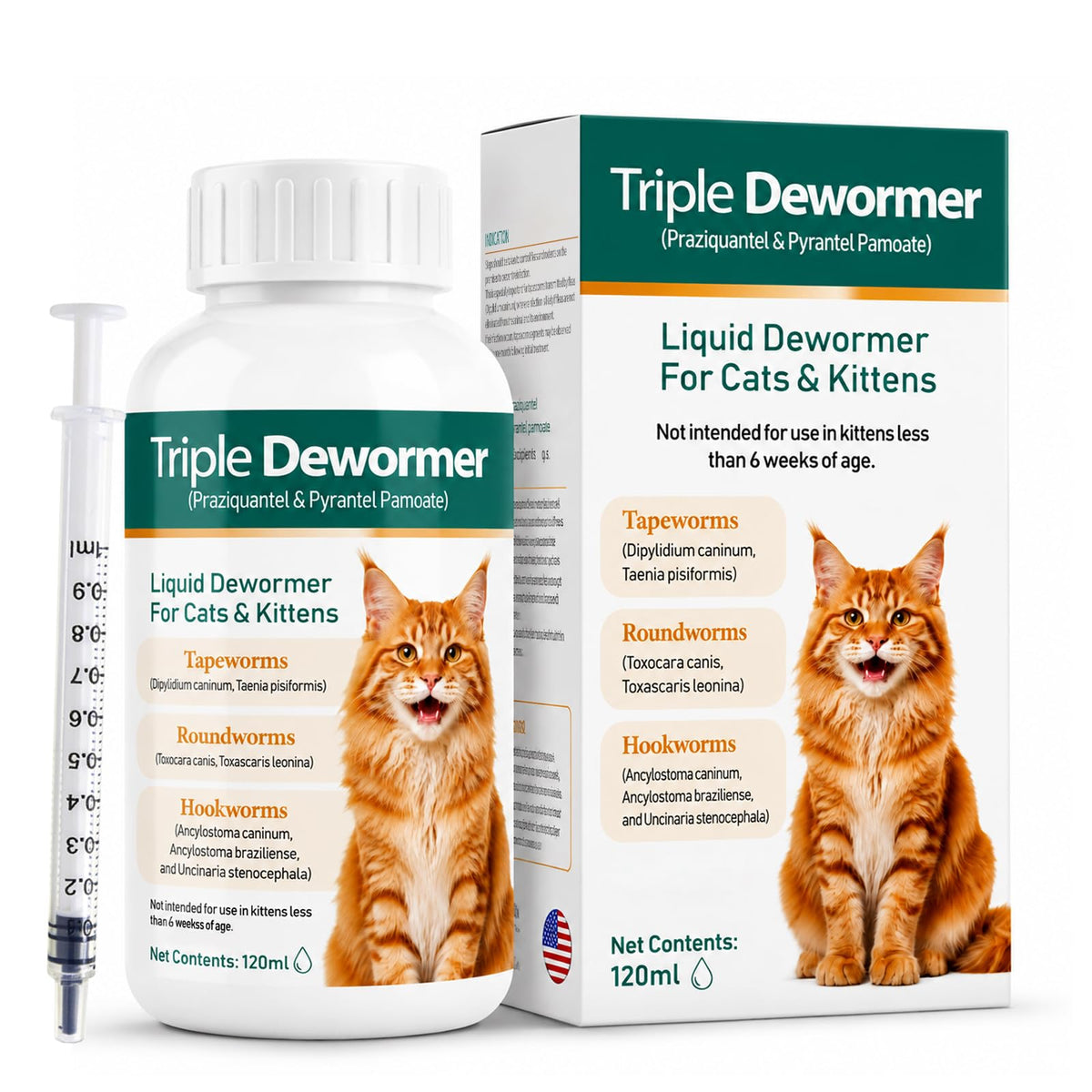 Liquid Dewormer for Tapeworms, Roundworms & Hookworms, 120 mL N133752