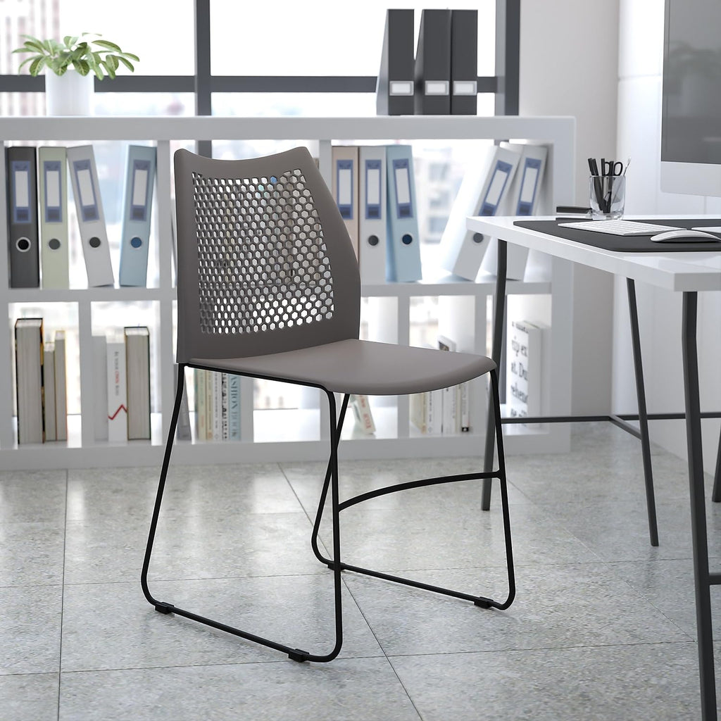 Gray Stack Chair with Air-Vent Back X68117