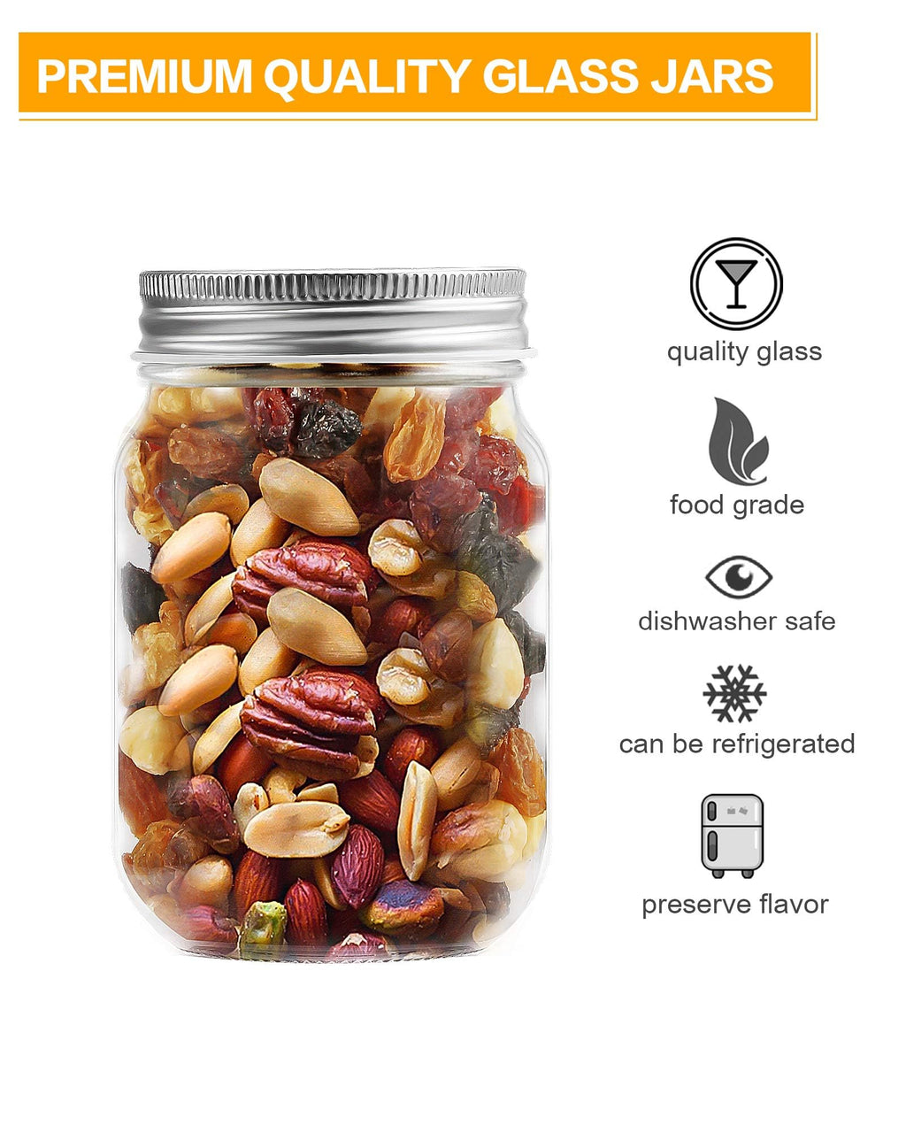 12 oz Glass Canning Jars 6 Pack L329