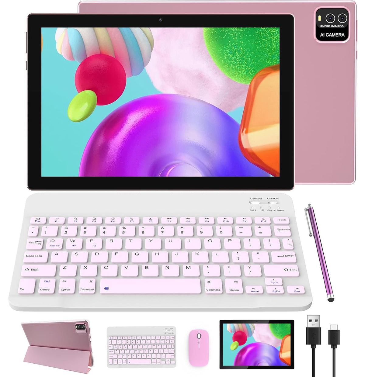 10 Inch Android Tablet with Keyboard 8GB+64GB M312