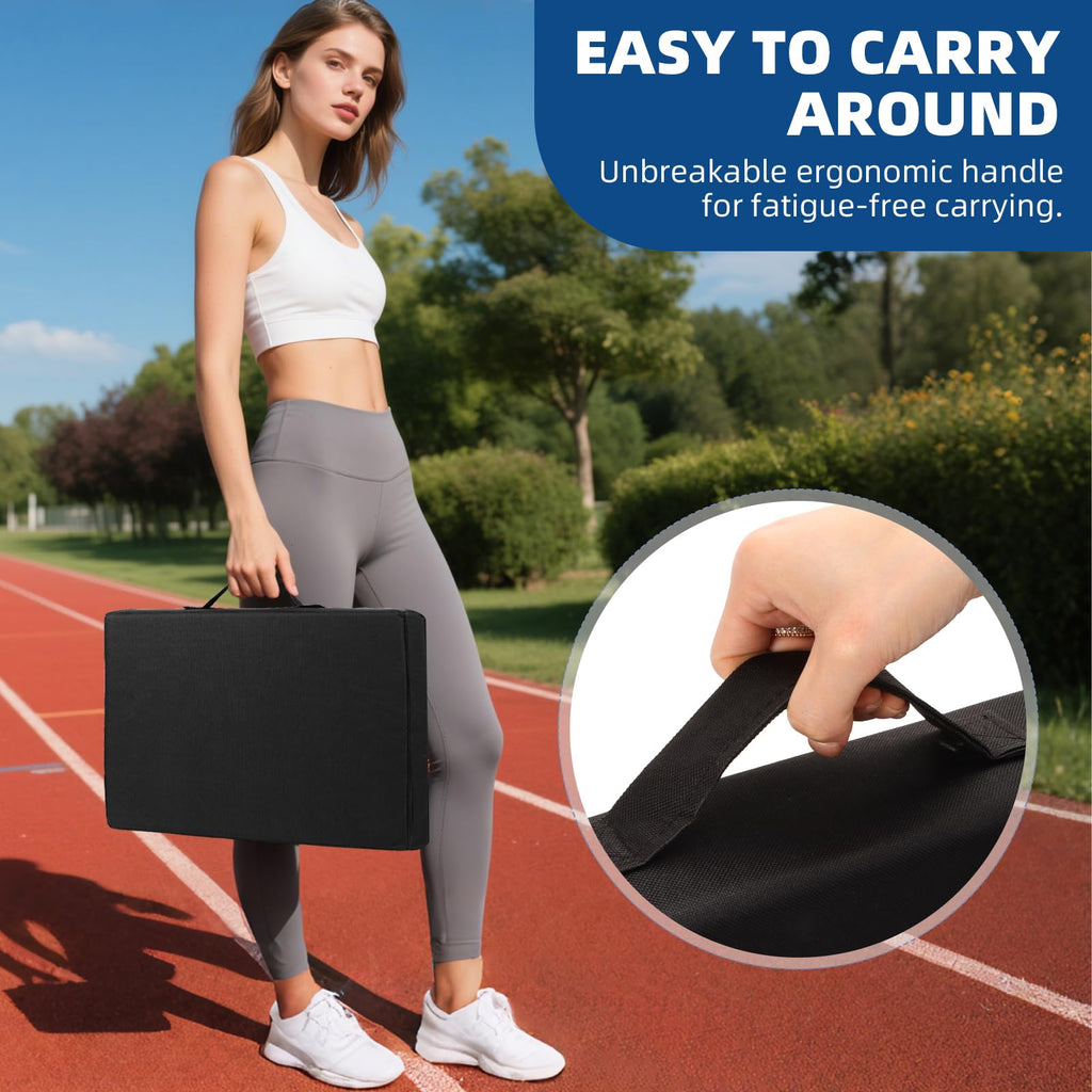 3.15" Extra Thick Waterproof 600D Oxford Bleacher Cushion with Carrying Handle Black U770