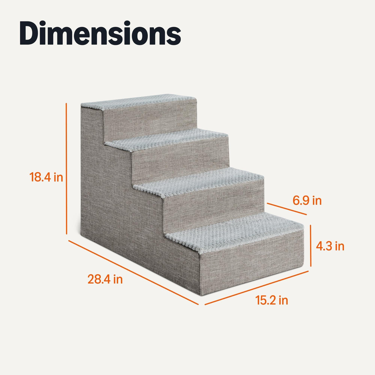 4-Step Non-Slip Grey Dog Steps L1012