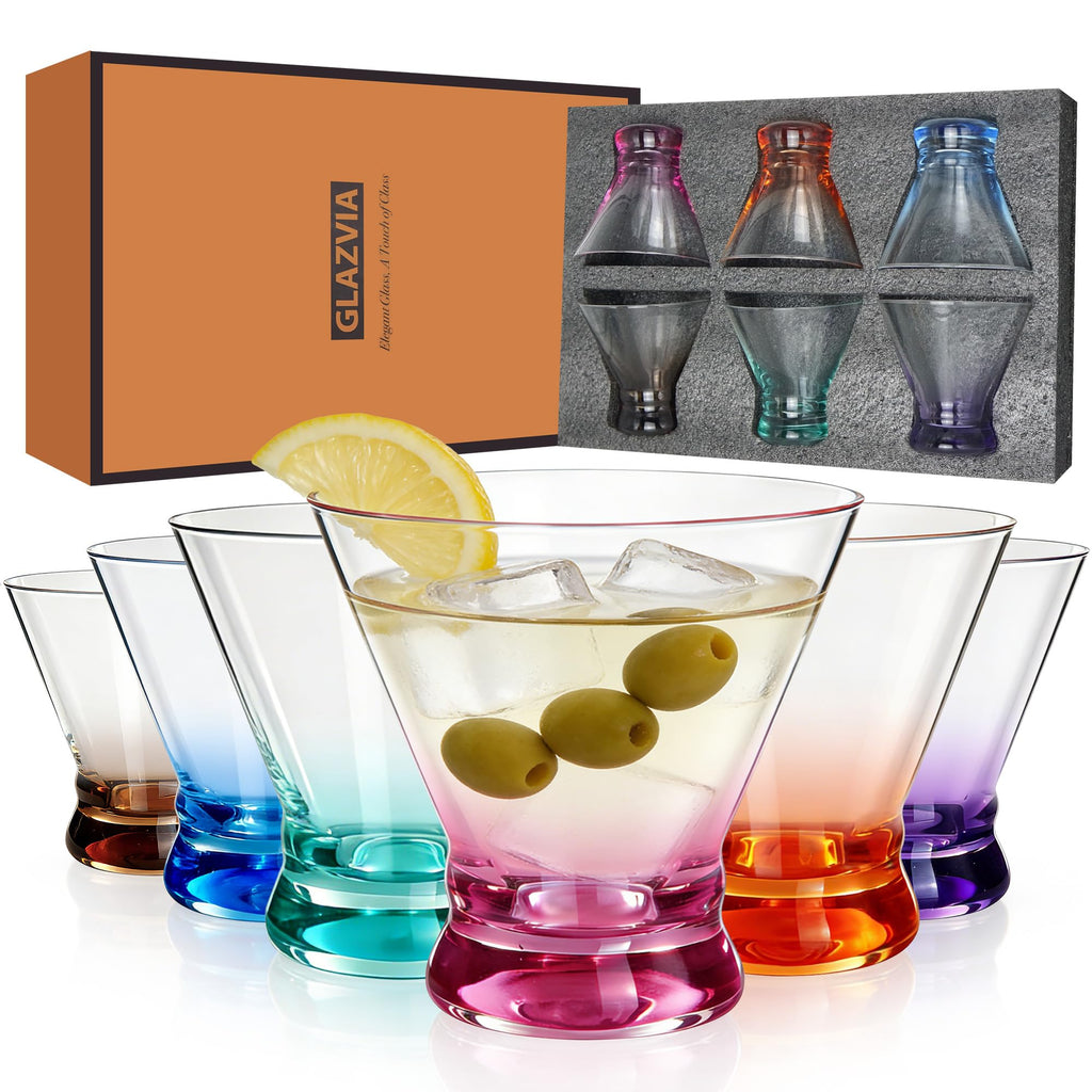Multi Colored Stemless Martini Glasses Set of 6 K613